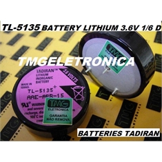TL-5135 - Bateria TL5135/P Lithium 3,6V, Battery Tadiran Lithium 3.6V Tadiran Backup Inorganic 1/6D WAFER CELL 1.7A , TL5135 PLC,CNC,ROBOT & MACHINE - TL-5135/P Backup Inorganic, PLC,CNC,ROBOT & MACHINE